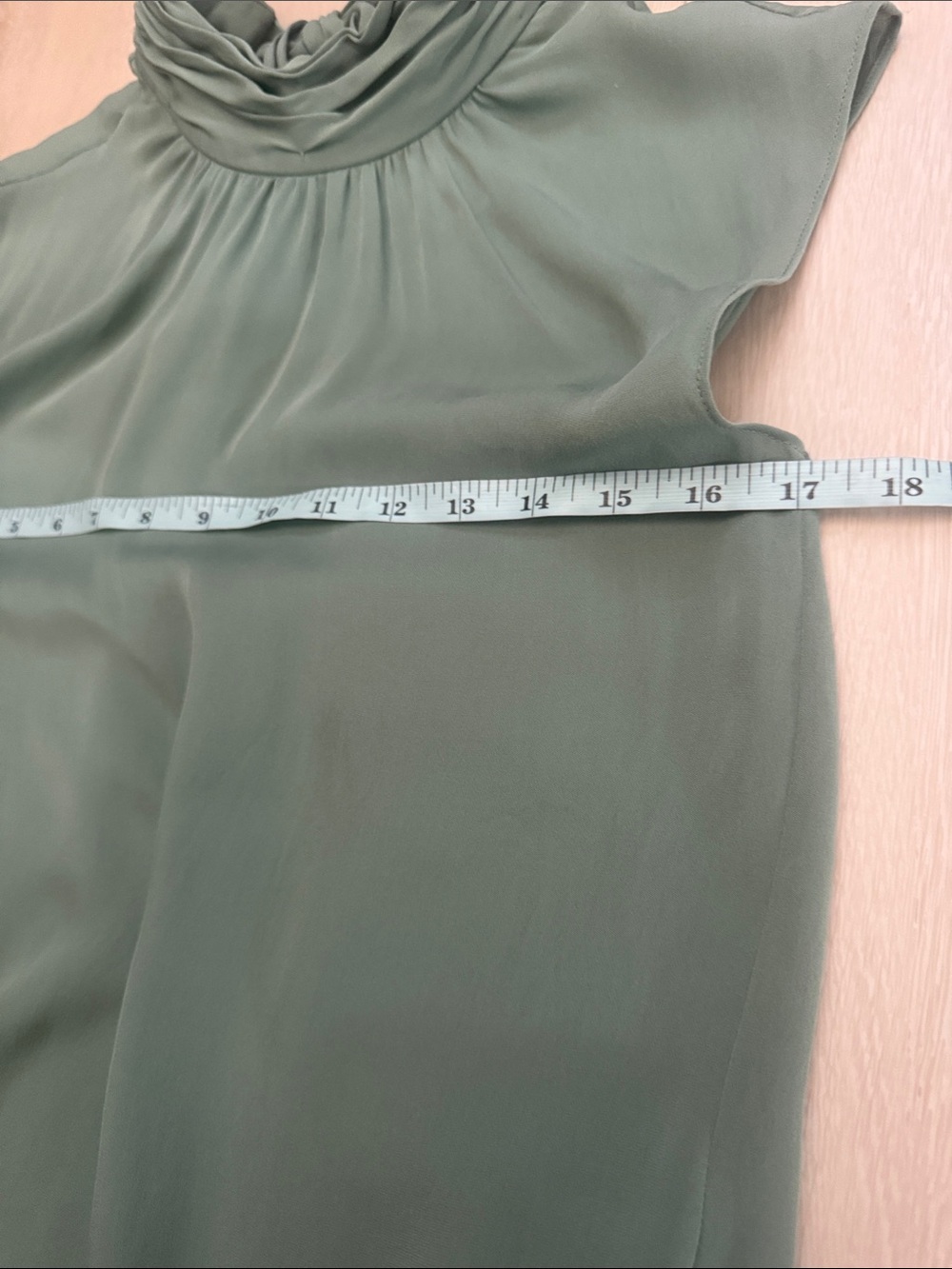 Veronica Beard Tristen 100% Silk Light Sage Draped Tie Neck Sleeveless Blouse - Picture 6 of 9